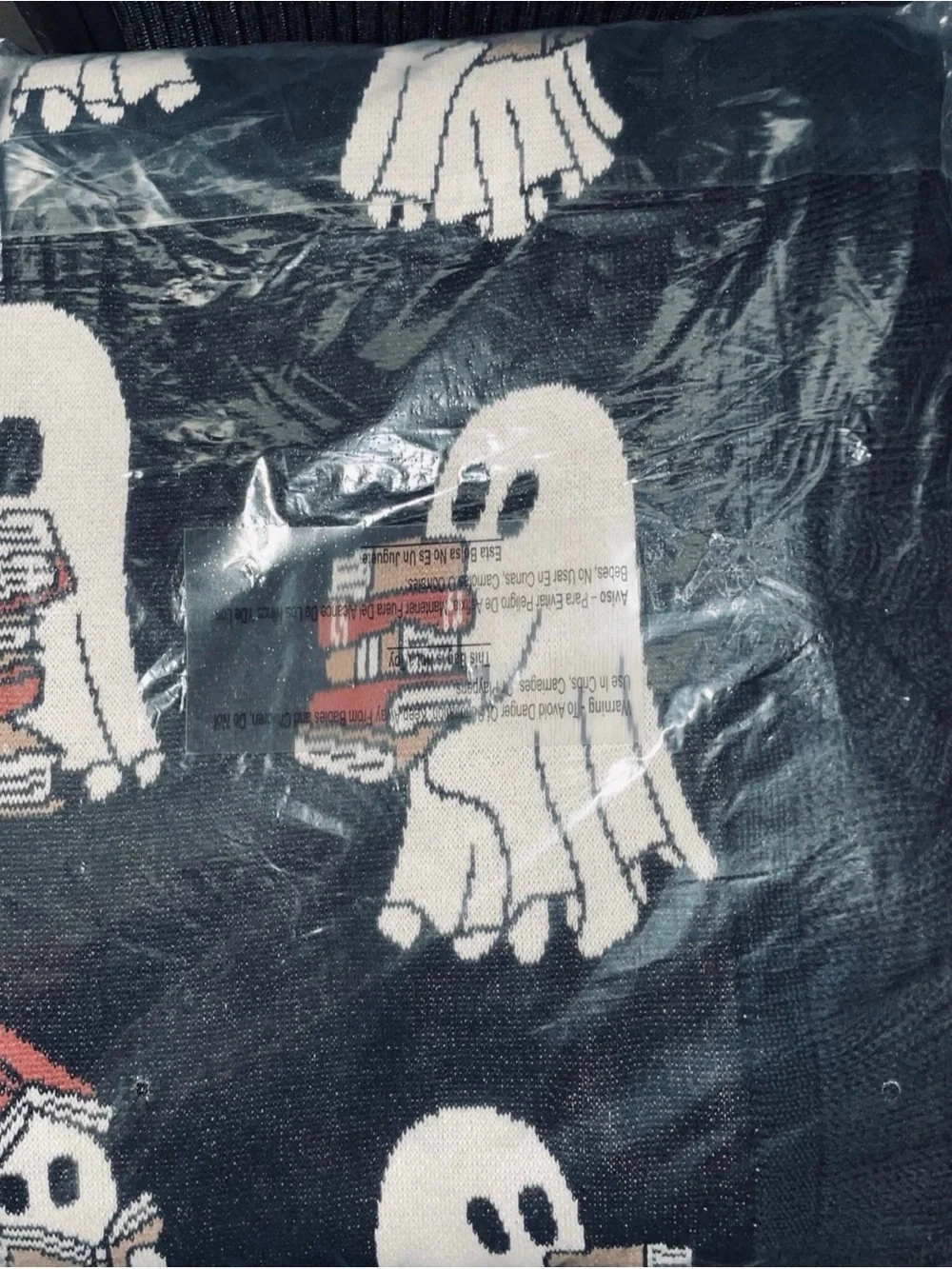 NWT Viral Halloween Ghost & Books Reversible Throw Blanket  Size 50x70